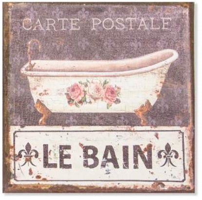 Tableau lin Baignoire rétro 38x38 cm AvenueLafayette