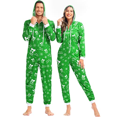 Christmas Onesie Pajamas for Women Adult Matching Family Christmas Pajamas One-Piece Christmas Pjs Couples2