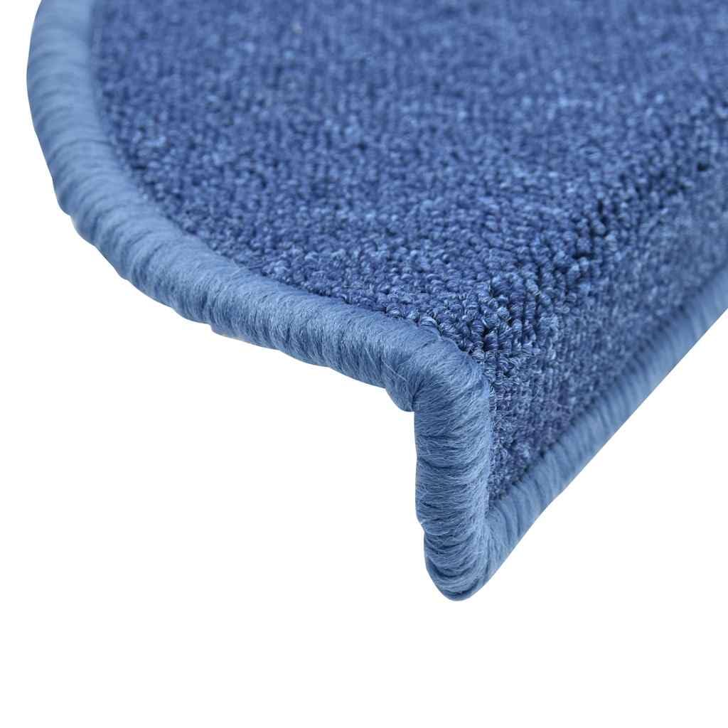 vidaXL Tapis d'escalier 20 pièces 56 x 17 x 3 cm Bleu Demi-Rond