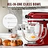 Double-layer Thickened Glass Mixer Bowl For Kitchenaid Tilt-Head Stand Mixers 4.5-5 Quart, 5Qt Mixing Bowl Replacement For Kitchenaid with Measurement Markings & Handle