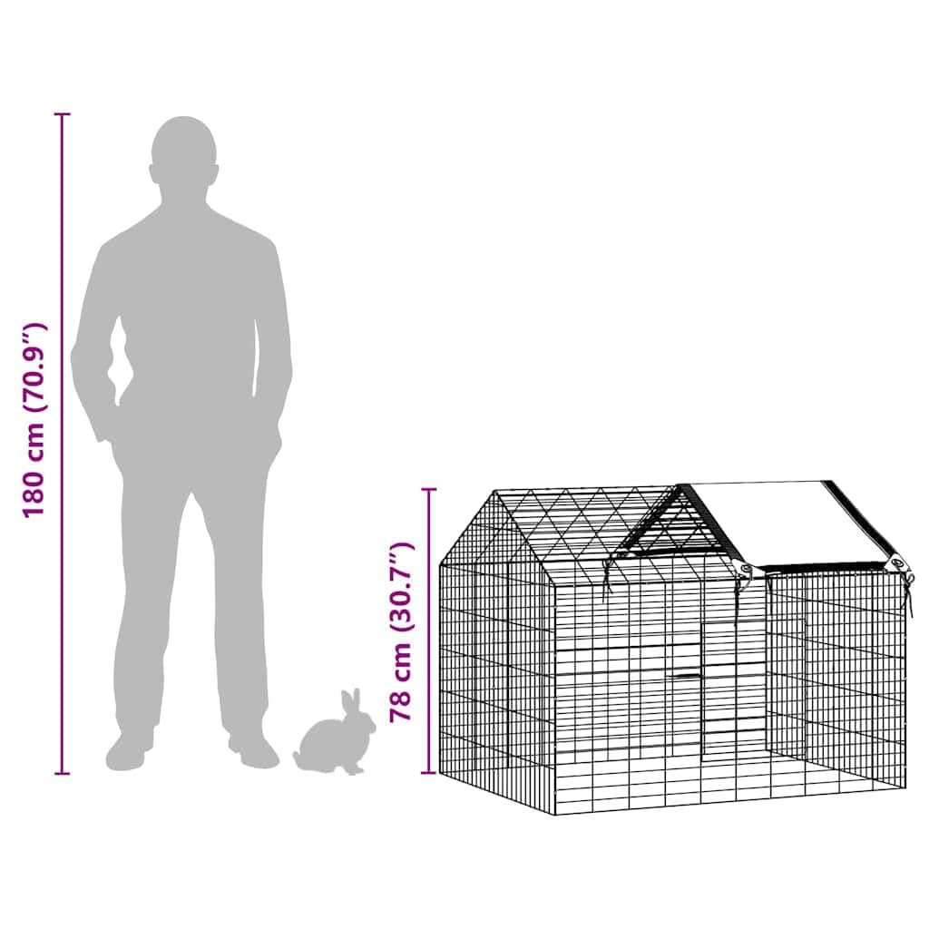 Gabbia per conigli in acciaio zincato, 100 x 78 x 78 cm, resistente alle intemperie, per conigli e roditori, con stabile stalla, per esterni e giardino