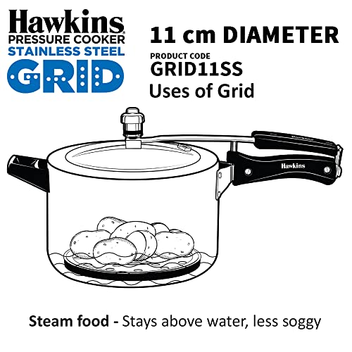 Image of Hawkins Pressure Cooker Steaming Grid 11cm | GRID | Steaming Rack for Food & Containers | ISI Certified | Silver (GRID11SS)