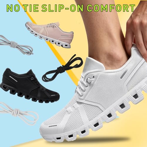 Image of 2 Pairs Elastic Shoe Laces for On Cloud 5, 6 Sneakers | 1 /10 inch(2.5mm) Thin Stretch Round Shoelaces Shoe Strings Replacement, Bungee Speed Tieless No Tie Laces for Adults and Kids