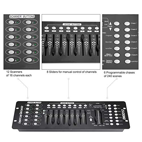 Bühnenlicht-Controller, 192 Kanäle DMX-Bühnenlicht-Konsole Partylicht-Controller-Panel für Schulkonzerte Party Disco KTV Club