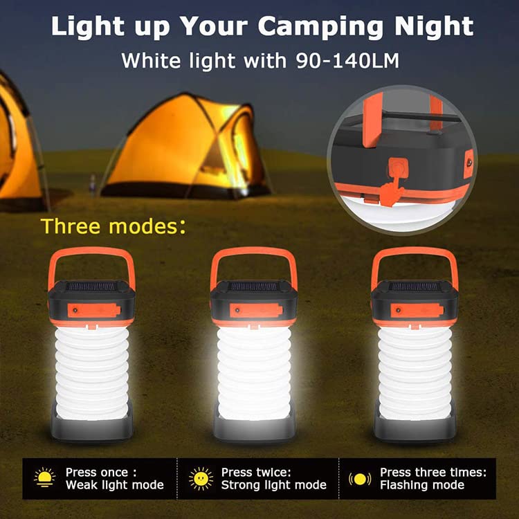 LED camping lumière solaire USB rechargeable ampoule extérieure