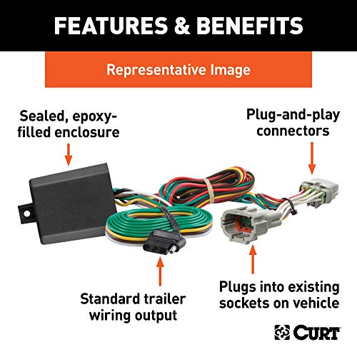 Curt 56350 Vehicle-Side Custom 4-Pin Trailer Wiring Harness, Fits Select Toyota Avalon, Rav4 , Black #TOP25