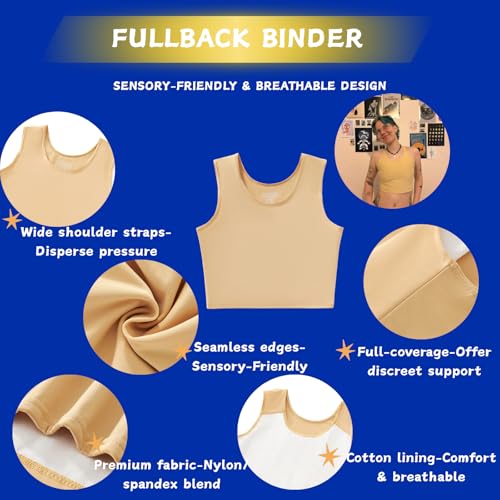 Image of Wonababi Chest Binder for Transgender - Fullback Ultra Flat Compression Bra for FTM, Large Breasts
