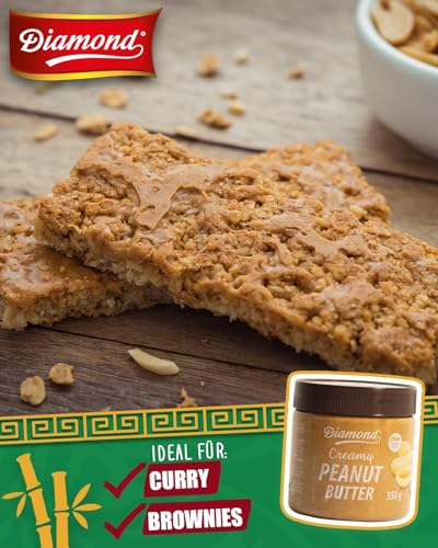 DIAMOND Erdnussbutter, Peanut Butter aus 91% gerösteten Erdnusskernen, cremig, im Glas, vegan und glutenfrei - 1 x 350 g