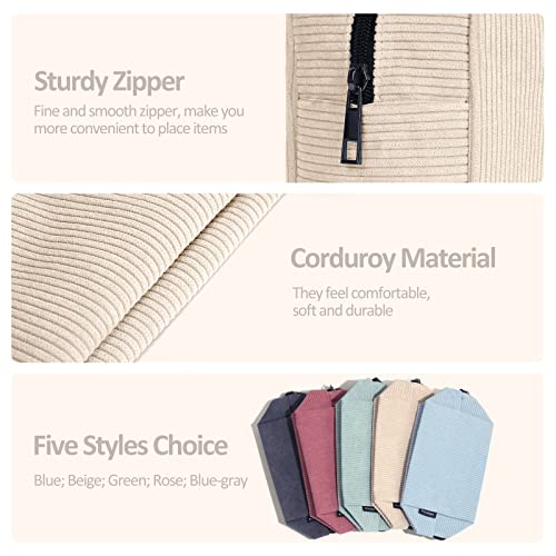 MAANGE Cosmetic Bags for Women Small Makeup Bag for Purse Corduroy Makeup Pouch Travel Makeup Bag with Metal Zipper Make Up Bag for Travelling(Beige) - Image 4