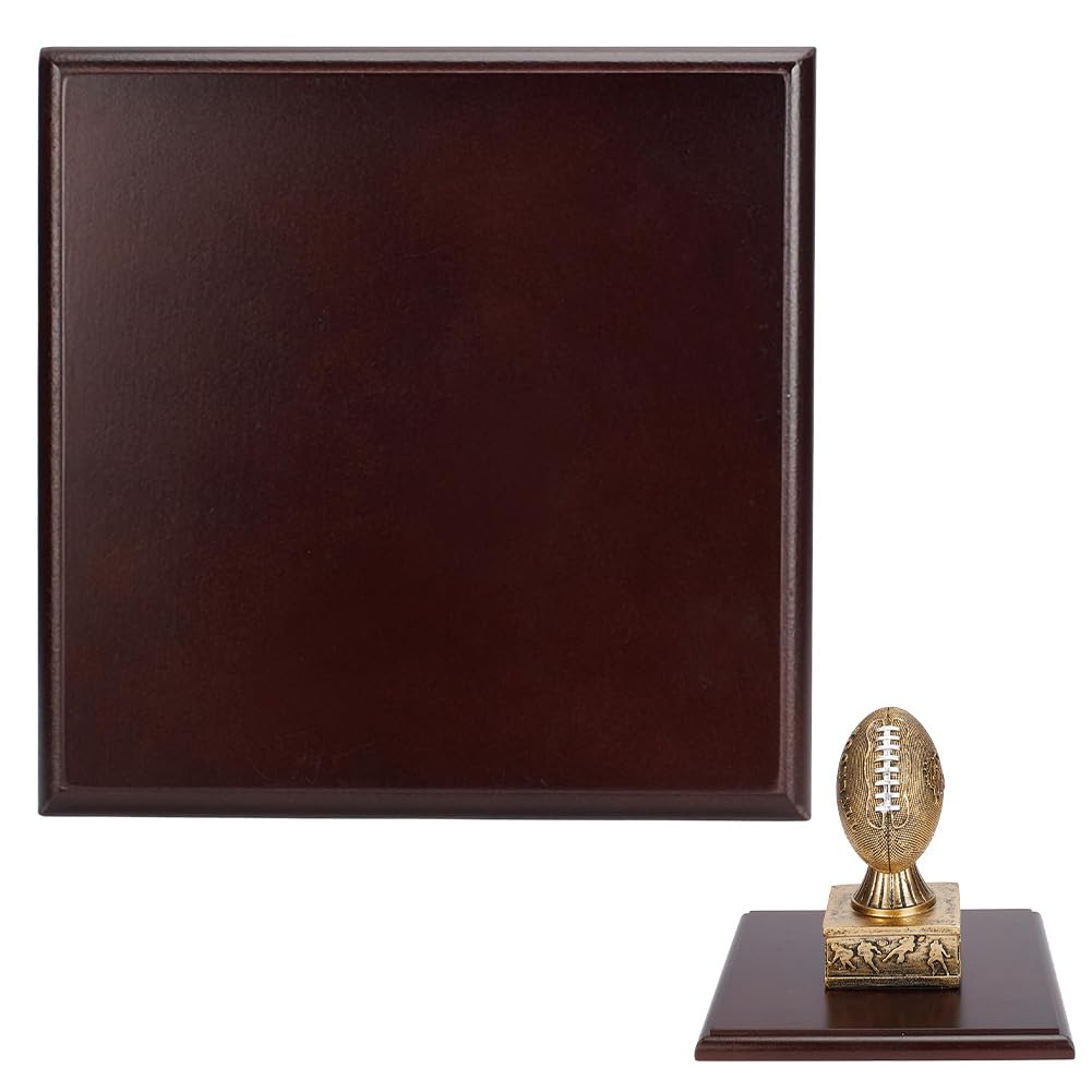 UNICRAFTALE Square Wood Display Base with Ogee Edge Display Stand Brown Trophy Bases Vintage Home Decoration Plaques for Artifact Vase Sculpture Keepsake Displays Riser 20.4x20.4cm