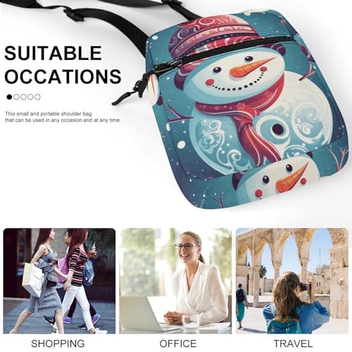 Satchel Tote Bag Messenger Bag Snowman And Baubles Printed Mini Sling Bag Purse Suitable for Work Travel4