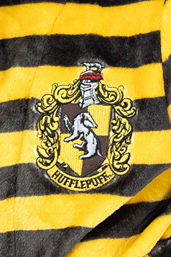 Harry Potter Juniors' Striped Hooded Plush Fleece Robe - All 4 Houses Gryffindor, Hufflepuff, Slytherin, Ravenclaw4