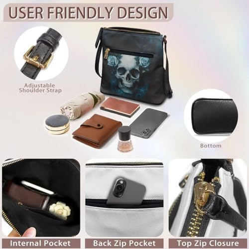 Image of Leather Purses for Women, Leather Hobo Bags for Women Travel Sling Purse Triple Zippered Pockets Shoulder Bag