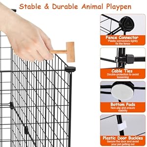 Diy small animal pet playpen with door indoor outdoor portable metal wire yard fence expanded enclosures kennel guinea pig cage for small rabbit hamster puppy dog kitten14×14 inch24 panels   cucciolini doodles