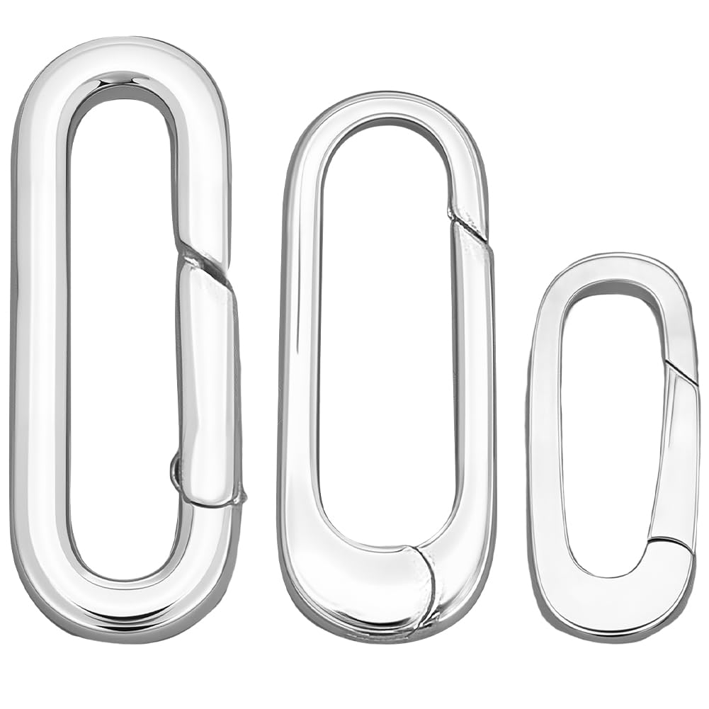 SUNNYCLUE 1 Box 3 Größen 925 ovale Federverschlüsse Aus Sterlingsilber Metall Federtorringe Karabinerhaken Schnappverschlüsse Für Armbänder Große Klemmverschlüsse Für Halsketten Verbindungsstücke Für
