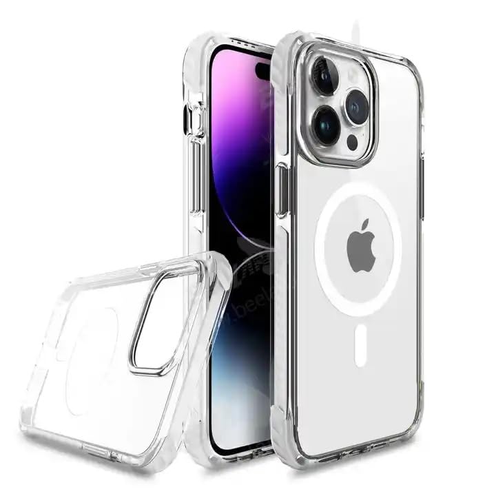 IPhone 15 Pro Max Cover,Mobile Case Compatible With iPhone 15 Pro Max Shockproof TPE Protection Cover With Magsafes Yellowing Resistant Scratch-Resistant Back Six Colors,Multi Color Bumper(White)
