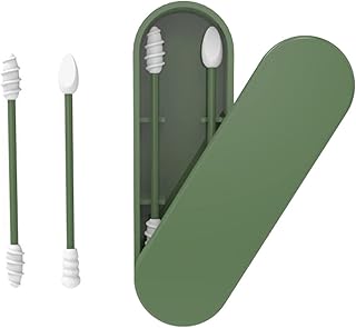 Reusable Cotton Swabs,LSFYYDS Silicone Cotton Swabs Stick, Reusable Portable and Cleanable Ear Q-tip Rough Friction Cotton Swabs for Ear Cleaning Makeup 2Pcs