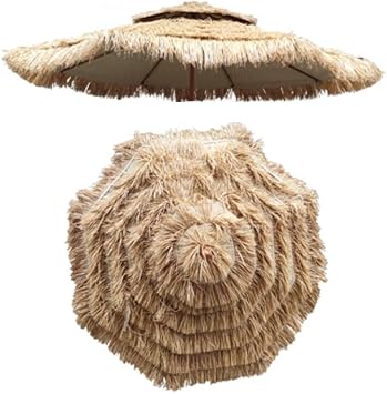9ft 10ft Thatched Patio Umbrella Replacement Canopy 8 Ribs Beach Umbrella Replacement Cover Outdoor Hawaiian Tiki Umbrella Canopy2.7m/9ft