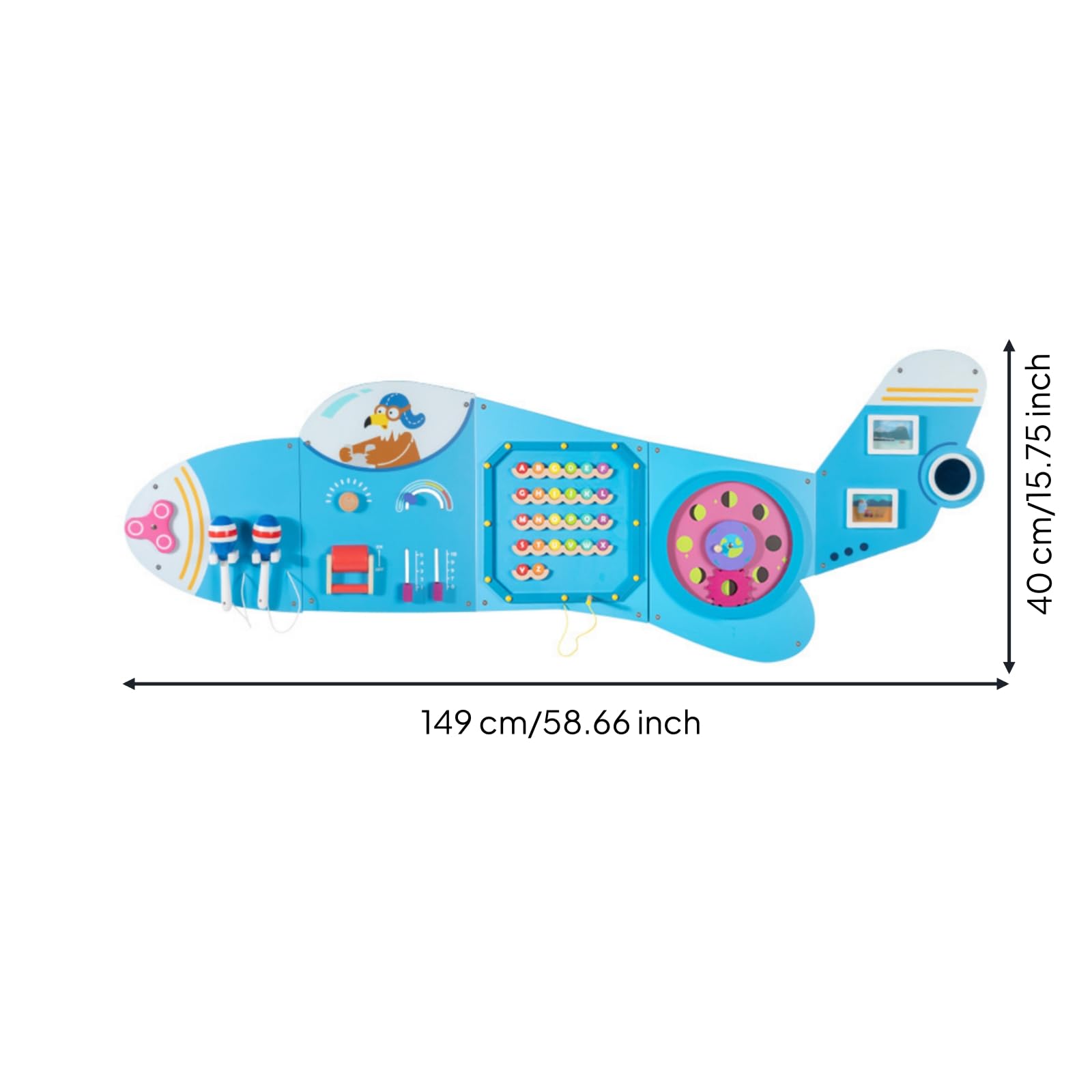 Colcolo Busy Board Resistente Interactivo, Tablero Pared con Forma Avión, Seguro, Panel Actividas Pared, para Guarría, Niños