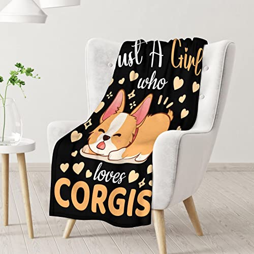 Corgi Blanket Gifts - 50"x60" Cute Throw for Adults, Kids - Black Soft Fuzzy Blankets for Bed, Couch & Living Room