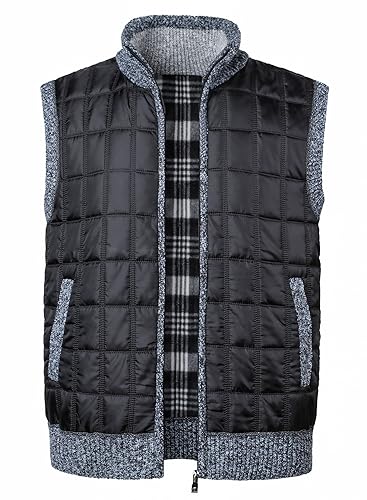 Yukirtiq Chaleco Jerséis de Punto para Hombre Cárdigan sin Mangas con Forro Polar Chaleco Informal Chaqueta Hombre Chaleco de Suéter Cárdigan con Bolsillos