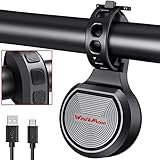 Wind&Moon Electronic Scooter Horn 4 Sound Modes with Anti-Theft,Adjustable 130db Cycling Electric Bicycle Horn with Rechargeable Battery, IPX6 Waterproof Bicycle Bell, Mountain Warning Horn