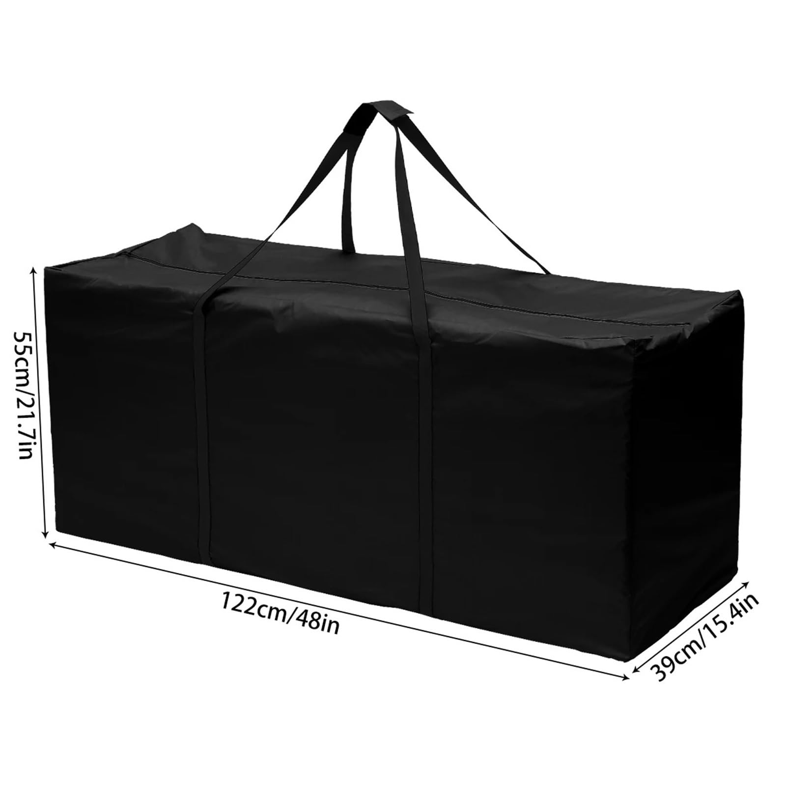 Organizer for mobili da giardino for esterni, borsa portaoggetti for cuscini, impermeabile, resistente, in tessuto Oxford antistrappo Per Cuscini(Black 122x39x55cm)
