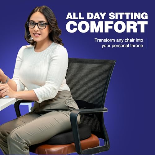 Image of WELLGIVER Memory Foam Coccyx Seat Cushion - Orthopedic Chair Pad for Tailbone, Sciatica & Lower Back Pain Relief | Ideal for Office Chairs, Car Seats & Home Use | Removable & Washable Cover