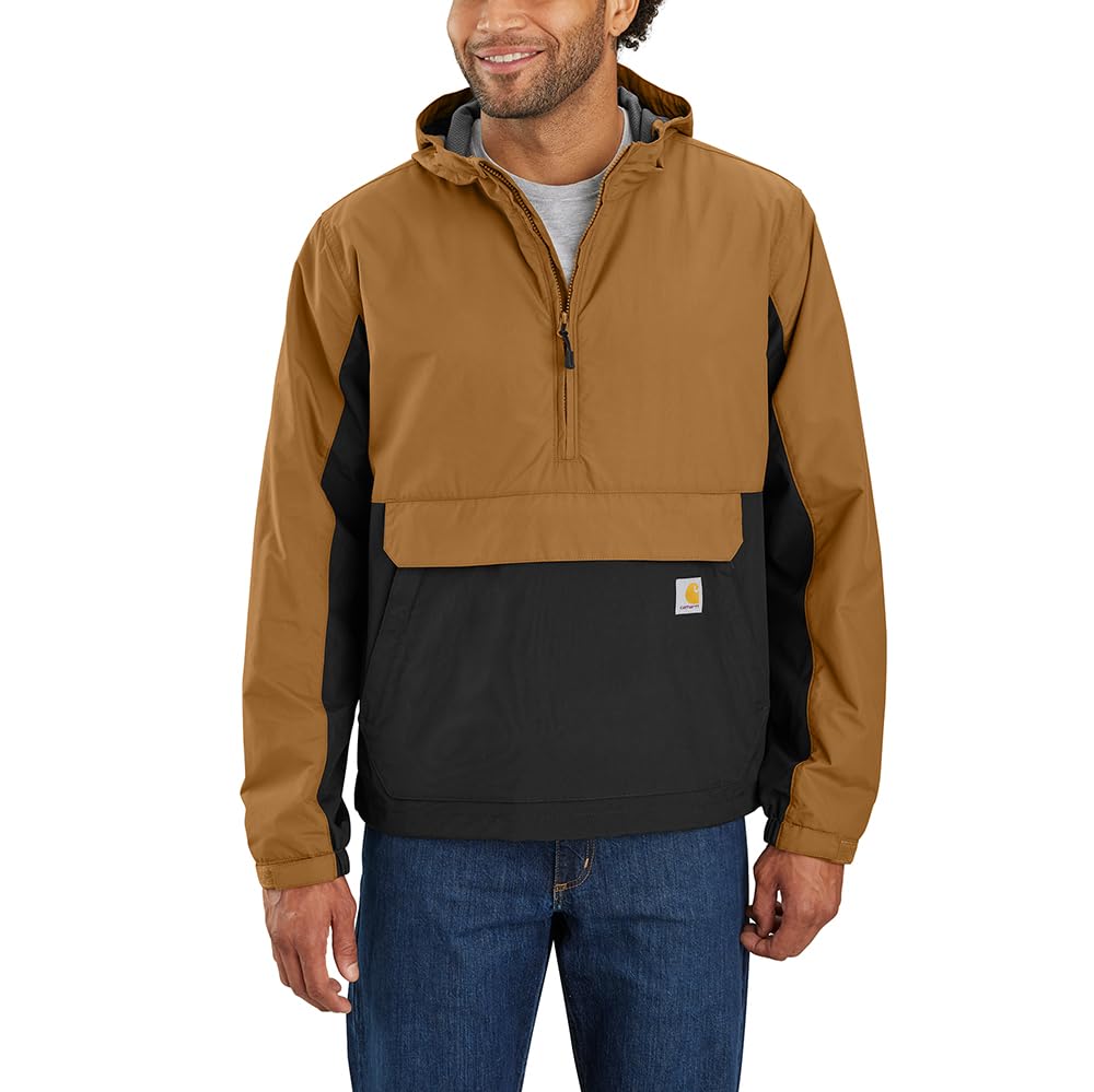Carhatt Mens Rain Defender Loose Fit Lightweight Packable Anorak, Carhartt Brown/Black, M