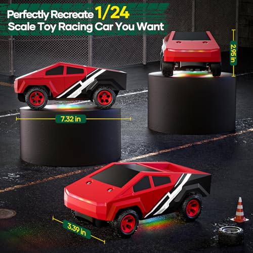 HOMETALL Remote Control Car RC Trucks - 2WD RC Truck Toy RC Cars for All Terrain, 1/24 Scale Pick-up Hobby Monster Truck Toys 2.4GHz Off-Road Vehicles Kids Gifts for Boys/Girls Age 3+, Red