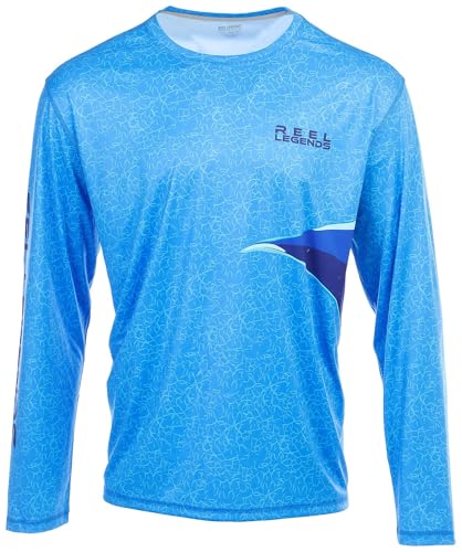 Reel Legends Mens Stingray Crackle Reel-Tec Long Sleeve Top Medium Blue Multi