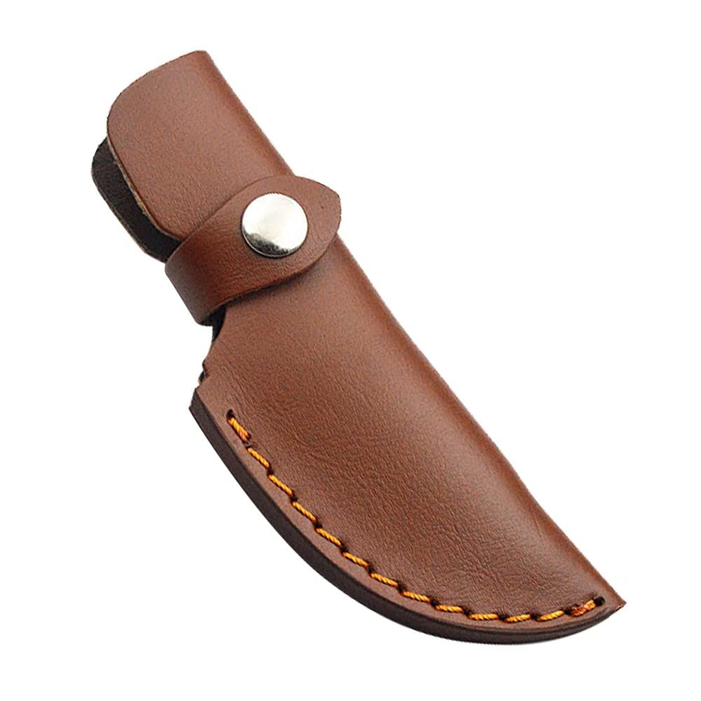 MiOYOOW Leather Knife Sheath, Straight Knifes Holster PU Leather Knife Blade Cover for Hunting, Leisure and Kitchen