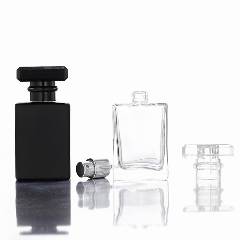 5-20 szt. 30 ml 50 ml podróżna szklana butelka z rozpylaczem, pusta przezroczysta czarna butelka na perfumy, zestaw kieszonkowych pojemników na mgiełkę (przezroczysty srebrny, 5 szt., 30 ml)