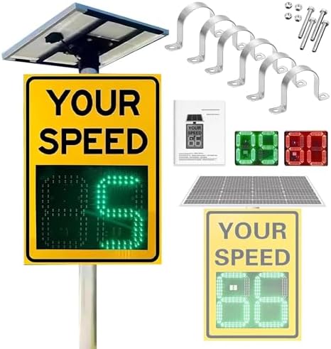 Solar Powered LED Speed Limit Sign with Flashing Radar Feedback, 50x70cm Traffic Safety Warning Board for Streets, Neighborhoods & Community Security Enhancement