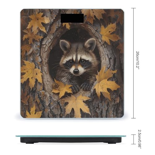 Báscula digital de baño con diseño mapache, vidrio templado miniatura 2