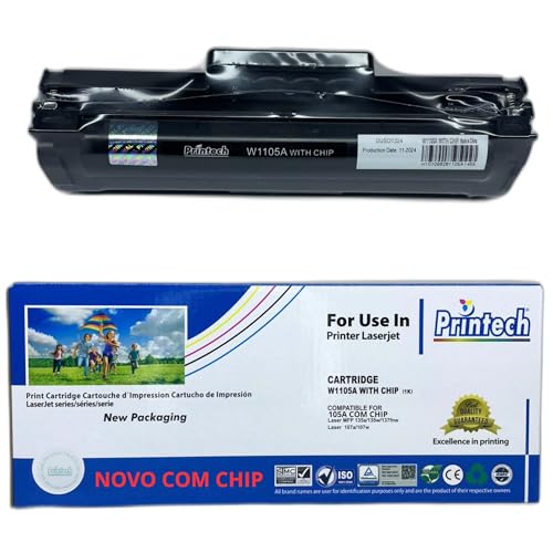 Toner 105A W1105A Compatível HP – Printech 100% NOVO para 107w, 107a, 135a, 135w, 137fnw