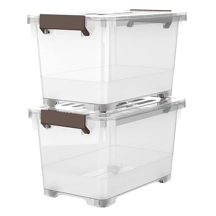 Buy 17 Quart Clear Plastic Storage Latch Box/Bin, 2Pack Stackable Box
