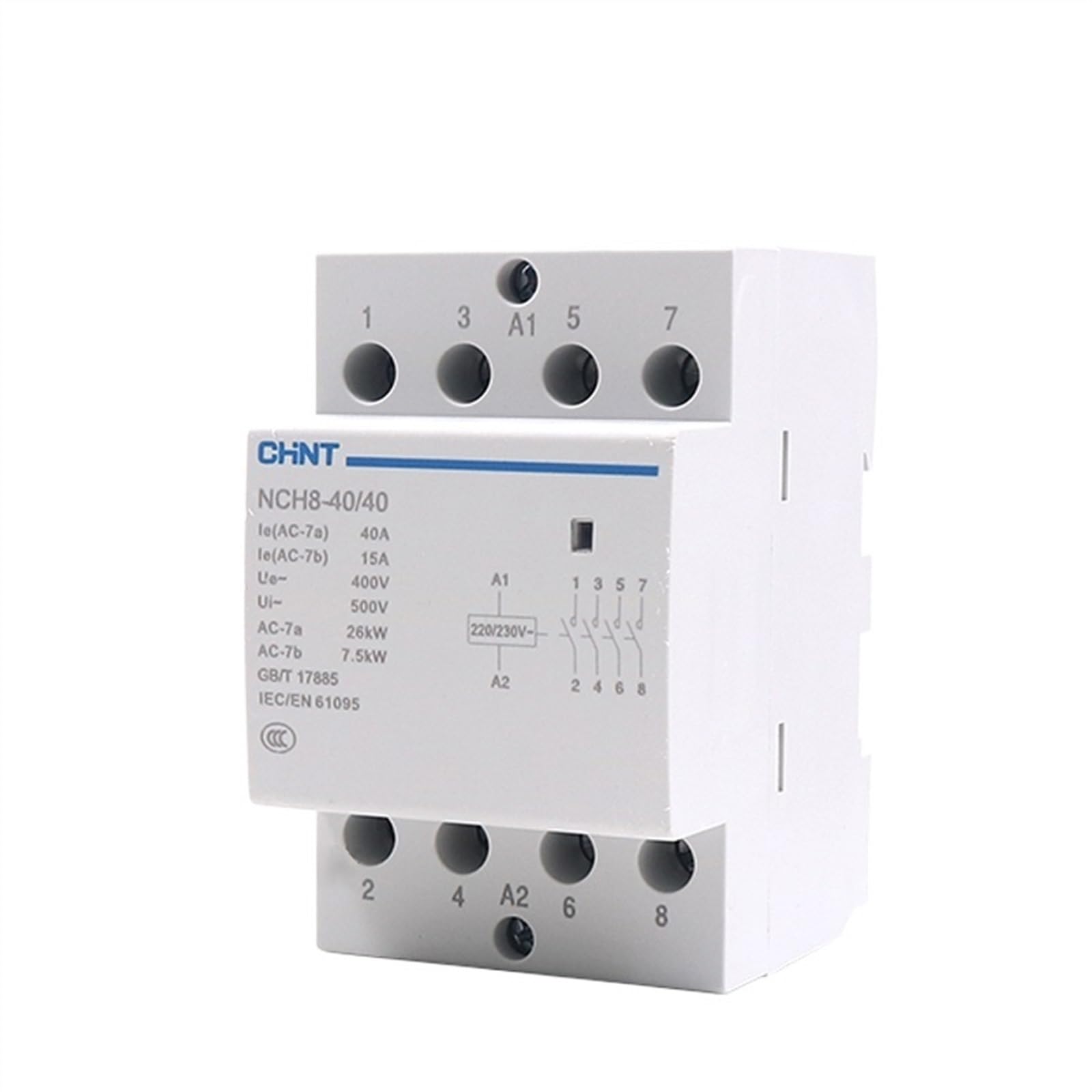 MGIMGFKZD NCH8 Series 20A 25A 40A 63A Single-Phase AC Contactor Rail Type Household Small 2Pin 4Pin 220V 230V 4NO 2NC 2NO 1NO 1NC(Nch8-2022(2no 2nc))