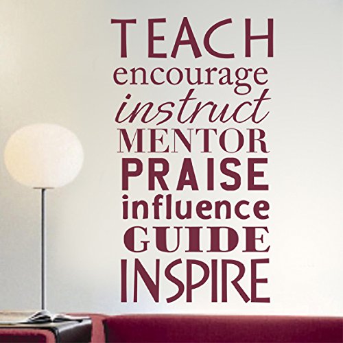 DigTour WallArt Teaching Words Wall Decal Vinyl Wall Quote Gift for Teacher Classroom Decor Back to School Decoration Brown
