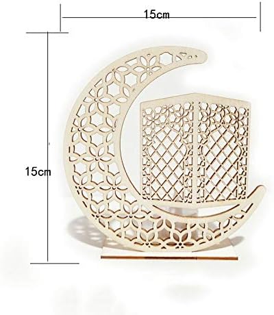 Ramadan Decorations for Home Eid Mubarak Moon Wooden Plaque Hanging Pendant Islam Muslim Event Party Mubarak Decor Supplies (Color : 4) (1)