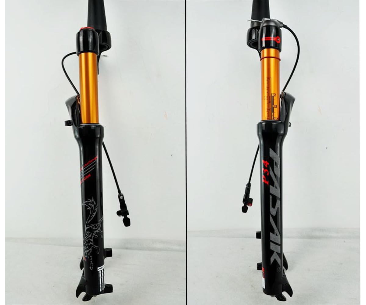 Horquilla de suspensión para Bicicleta de montaña MTB de 27,5 y 29 Pulgadas, Horquilla Delantera para Bicicleta, Tubo cónico de 1-1/8, Recorrido de 120 mm, liberación rápida de 9