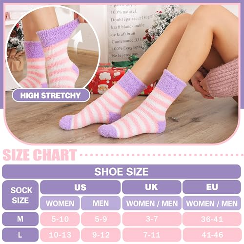 Image of Fuzzy Slipper Socks Thick Fluffy Warm Winter Cozy Plush Soft Sleep Home Socks for Women Men