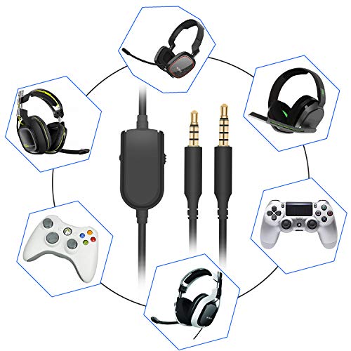 Replacement A10 A40 Cable Inline Mute Volume Control With Microphone For Astro A40/A30/A50 Headsets Cord Lead Compatible With Xbox One Play Station 4 Ps4 Headphone Audio Extension Cable (Black/6.5Ft) #TOP4