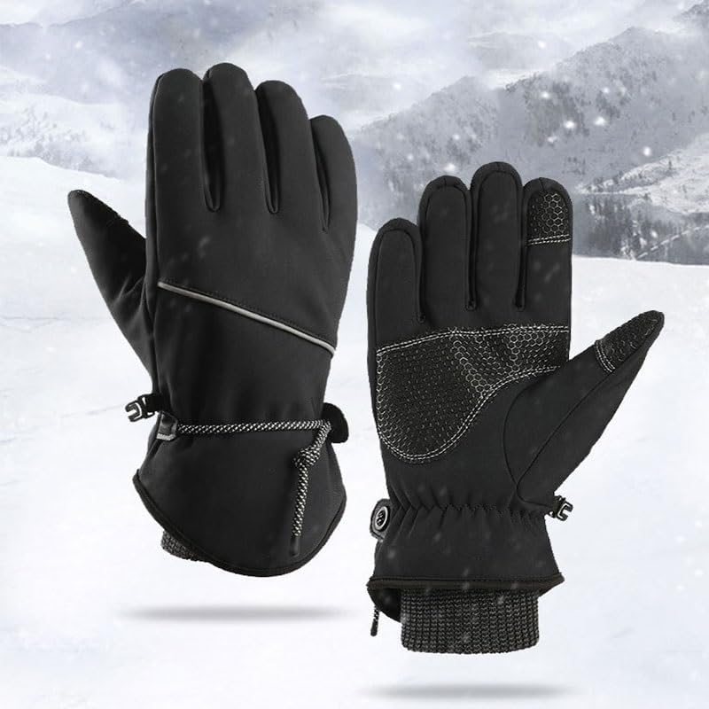 Skiing Sports Adding Fleece Thickened Keep Warm Cycling Nylon Gloves Anti-Slip Touch Screen
