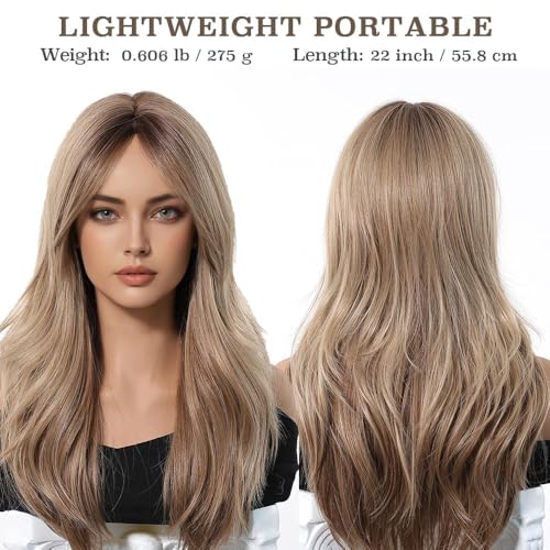 Image of Ash Blonde Wavy Wigs Human Hair for Women, Lace Front Shoulder-Length Bob, Natural-Looking, Heat-Resistant, Lightweight, Ideal for Daily Wear (Ash Brown, 20 Inch)