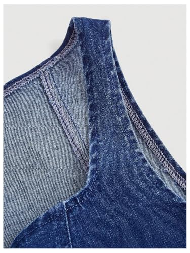 MakeMeChic Women's Denim Vest Tie Front Sleeveless Fitted Y2K Jean Vests Tank Top4