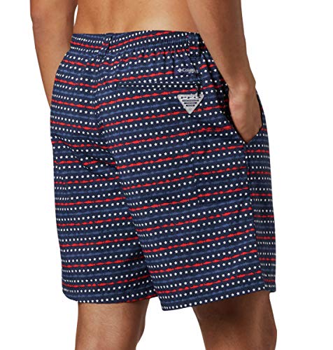 Columbia Men's Standard Super Backcast Water Short, Collegiate Navy Americana Print, Large/6" Inseam #TOP4