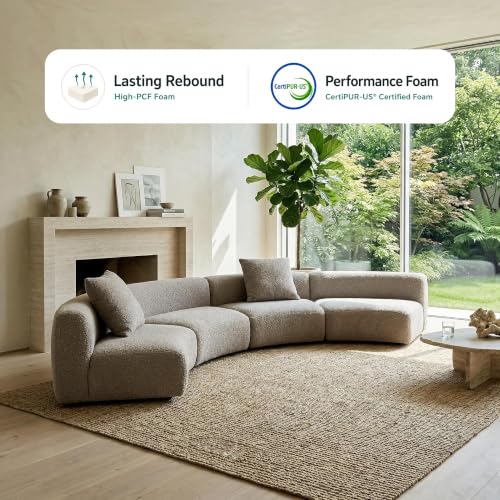 Image of Acanva Formia Boucle Curved Sectional Sofa, Armless Chair, Light Coffee