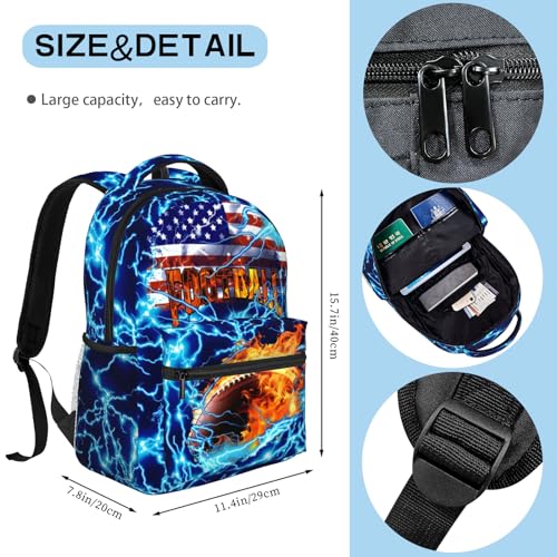 American Football Backpack For Boys Girls School Backpack for Kids Children Teens Elementary Middle School Students Bookbag Large Capacity Football Schools Bag Ages 6-18 Travel Back Pack2