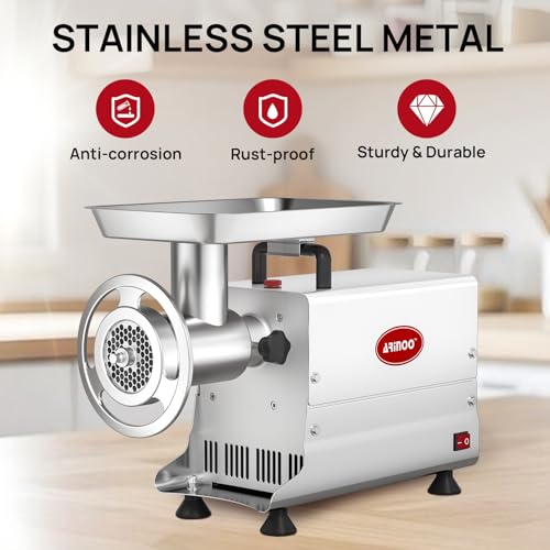 Image of Commercial Electric Meat Grinder #32, Heavy Duty Industrial 2.0HP Stainless Steel Meat Mincer with 2 Blades, 2 Plates & 3 Stuffing Tubes,Meat Grinder Machine for Home Kitchen & Restaurant Use